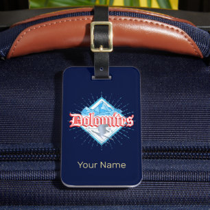 Dolomites South Tirol Retro Skier Vintage Ski Luggage Tag