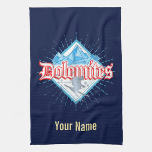 Dolomites South Tirol Retro Skier Vintage Ski Tea Towel