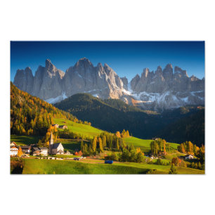 Dolomites village in fall photo print