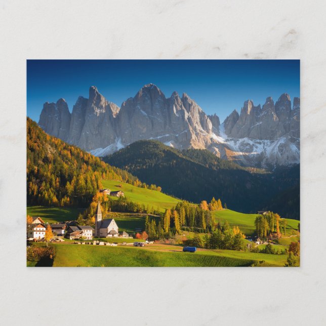 Dolomites village in fall postcard (Front)