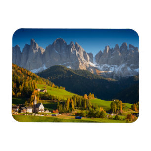 Dolomites village in fall rectangular magnet