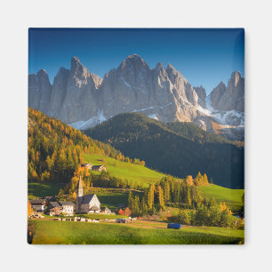 Dolomites village in fall souvenir magnet