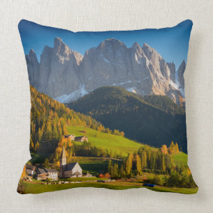 Dolomites village in fall throw pillow