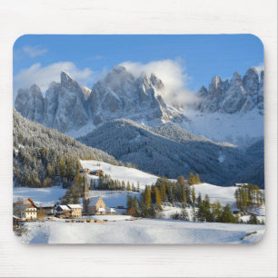 Dolomites village in winter mousepad