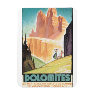 Dolomites Vintage Travel Poster Magnet