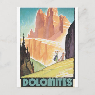 Dolomites Vintage Travel Poster Postcard
