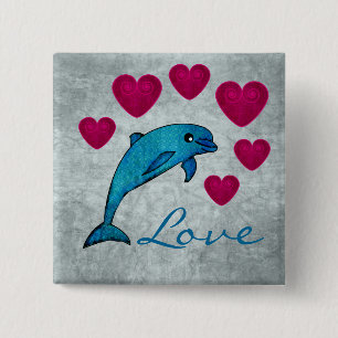 Dolphin 15 Cm Square Badge
