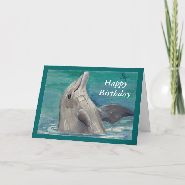 Dolphin aceo Birthday Card (Front)
