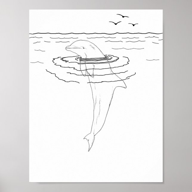 Dolphin Adult Colouring Poster (Front)