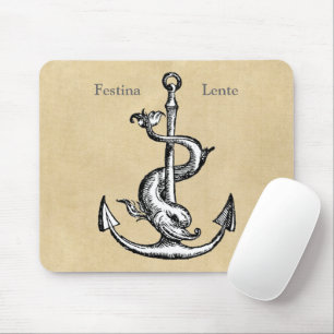 Dolphin and Anchor - Festina Lente Mouse Mat