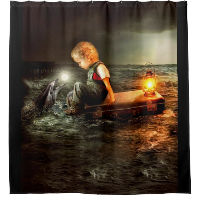 Dolphin And Boy  Shower Curtain (Front)
