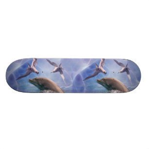 Dolphin and diving birds skateboard