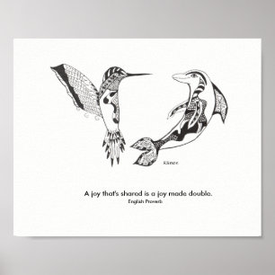 Dolphin and Hummingbird Joy Poster