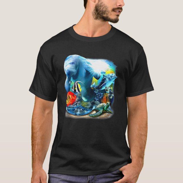 Dolphin and Manatee Sea Turtle Sea Life TShirt (Front)