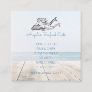 Dolphin And Mermaid Logo Seafood Square Business Card