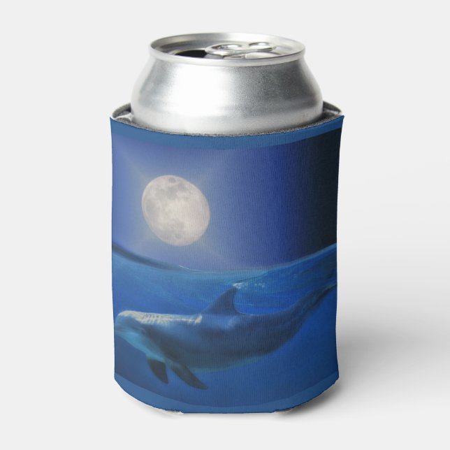 Dolphin and Moon Cosy Can Cooler (Can Front)