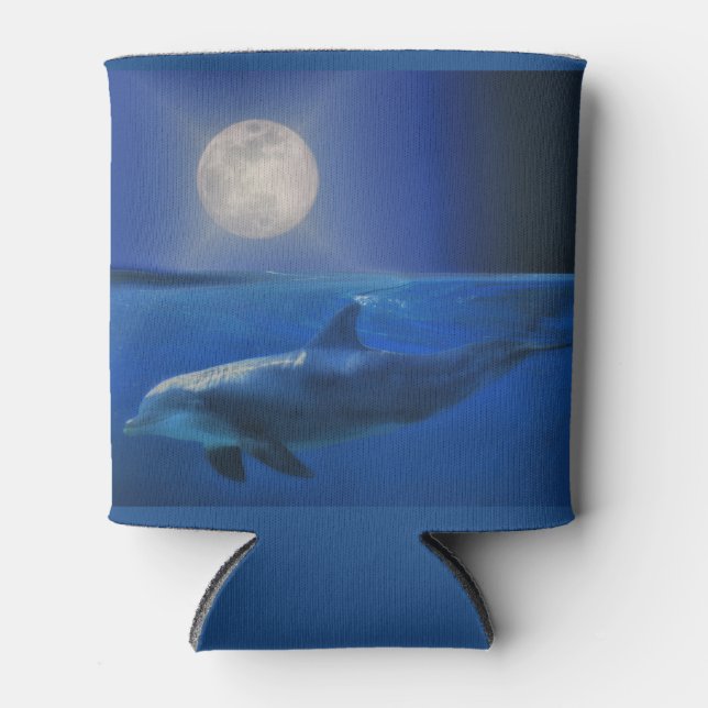 Dolphin and Moon Nautical Koozie (Front)