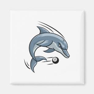 Dolphin Animal Billiards Pool Cartoon Character Magnet
