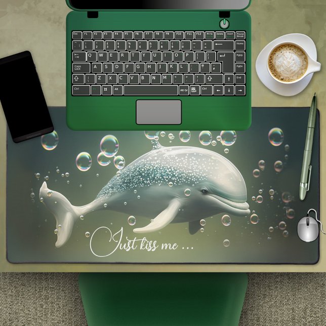 Dolphin Animal Lover Ocean Desk Mat (Desk mat featuring a dreamy under water scene with a dolphin and your own funny text(s))