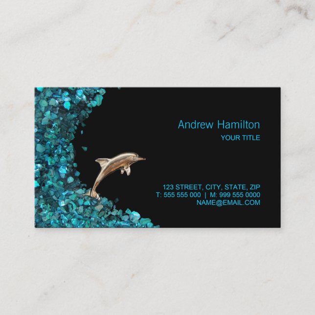 Dolphin Aqua Paua Shell business card (Front)