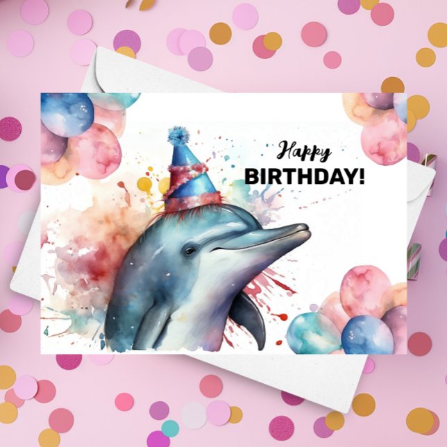 Dolphin Aquarium Sea Life Cute Happy Birthday Card (Creator Uploaded)