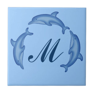 Dolphin Arc Monogram Template Tile