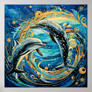 Dolphin art poster