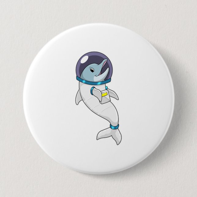 Dolphin as Astronaut in Costume 7.5 Cm Round Badge (Front)