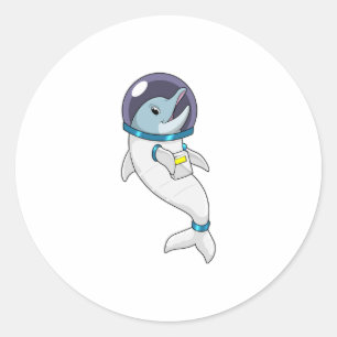 Dolphin as Astronaut in Costume Classic Round Sticker