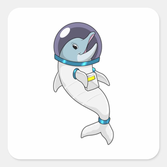 Dolphin as Astronaut in Costume Square Sticker (Front)