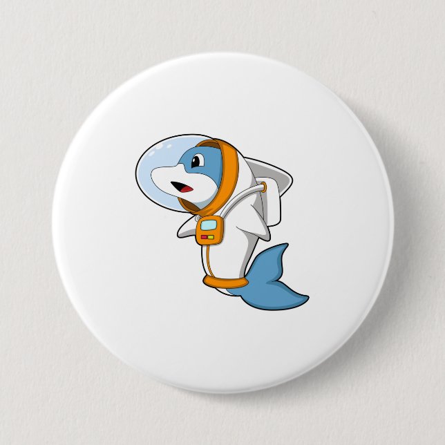 Dolphin as Astronaut with Costume 7.5 Cm Round Badge (Front)