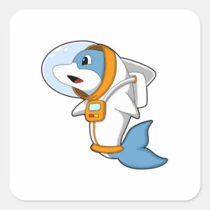 Dolphin as Astronaut with Costume Square Sticker