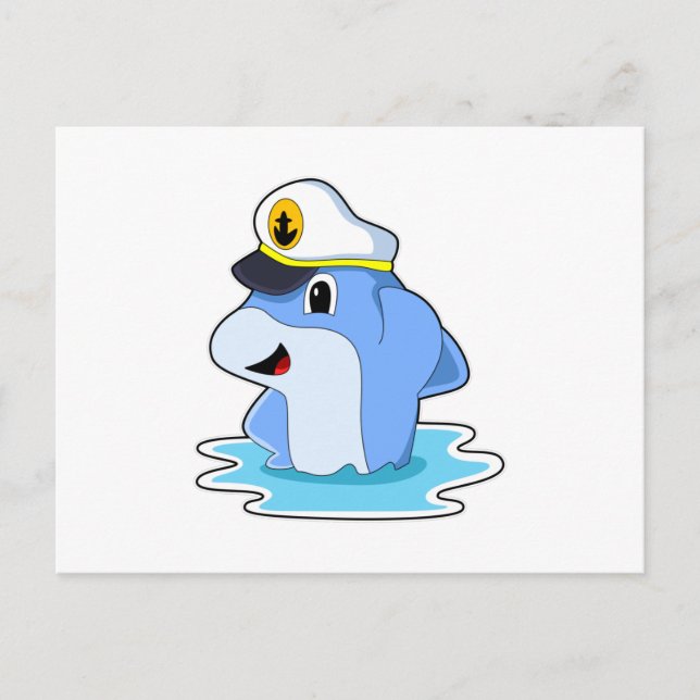 Dolphin as Captain with Hat Postcard (Front)