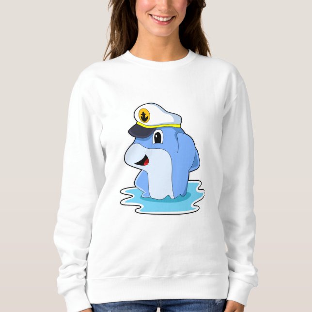 Dolphin as Captain with Hat Sweatshirt (Front)