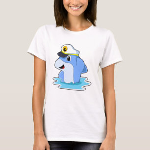 Dolphin as Captain with Hat T-Shirt