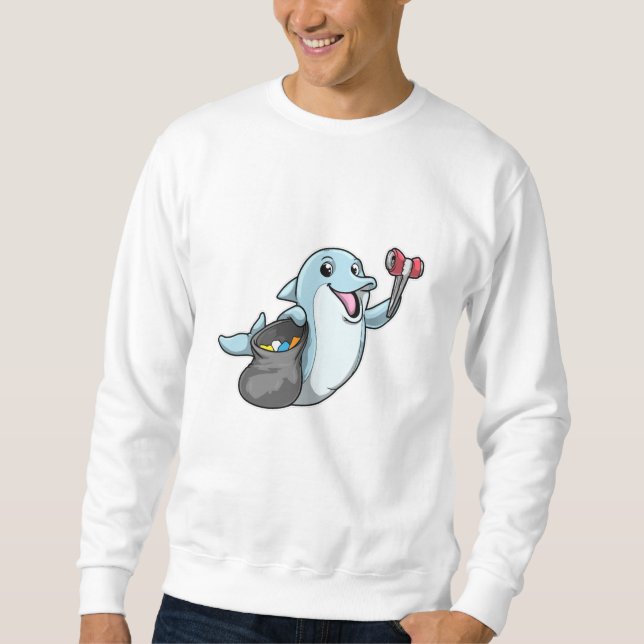 Dolphin as Cleaner with Trash bag Sweatshirt (Front)