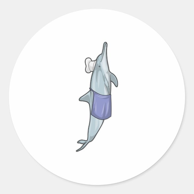 Dolphin as Cook with Chef hat Classic Round Sticker (Front)