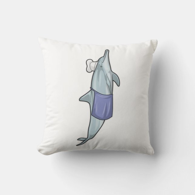 Dolphin as Cook with Chef hat Cushion (Front)