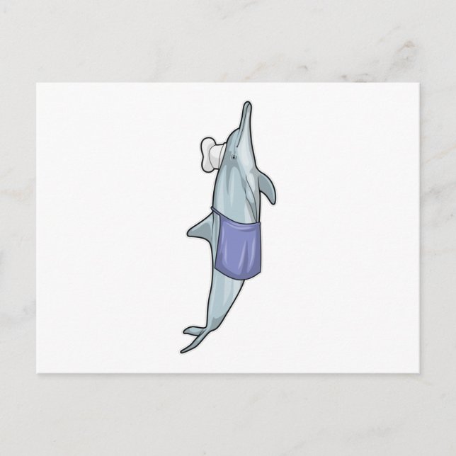 Dolphin as Cook with Chef hat Postcard (Front)