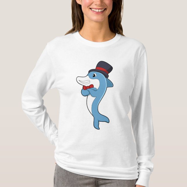 Dolphin as Gentleman with Hat T-Shirt (Front)