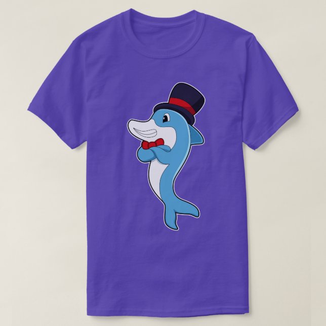 Dolphin As Gentleman With Hat  T-Shirt (Design Front)