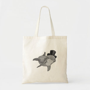 Dolphin as Gentleman with Top hat Tote Bag