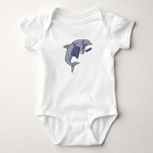 Dolphin as Hairdresser with Comb Baby Bodysuit