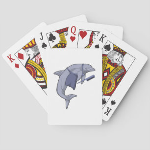 Dolphin as Hairdresser with Comb Playing Cards