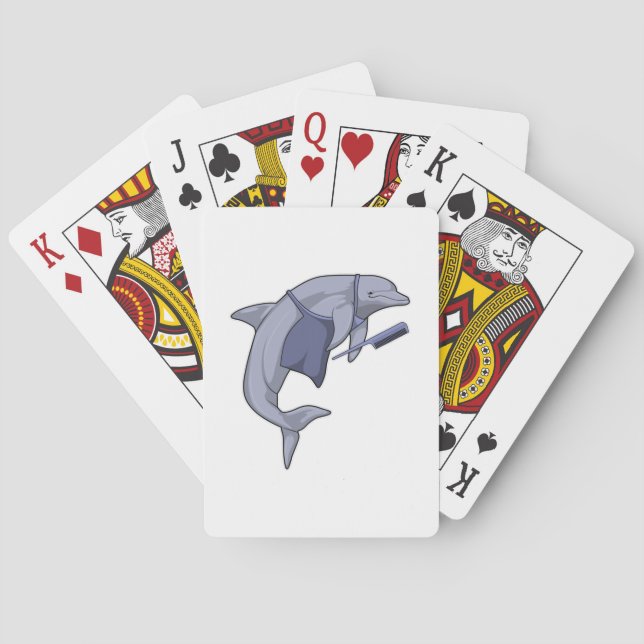 Dolphin as Hairdresser with Comb Playing Cards (Back)