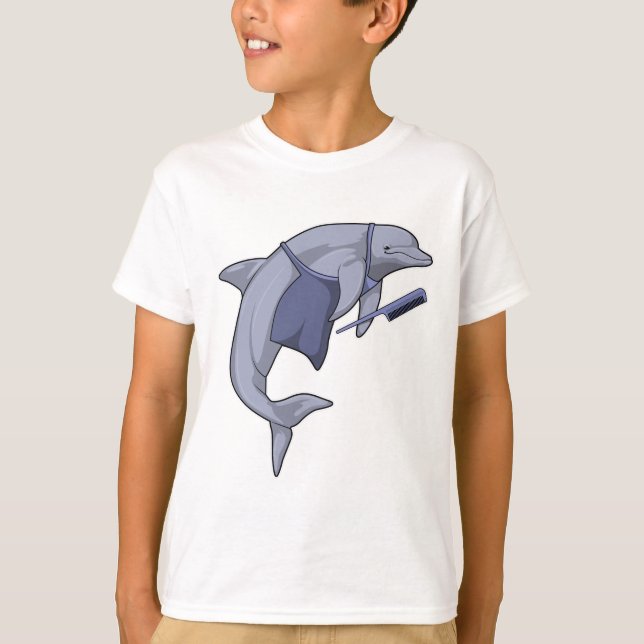 Dolphin as Hairdresser with Comb T-Shirt (Front)