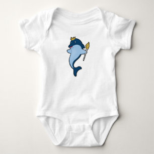 Dolphin as King with Staff & Crown Baby Bodysuit