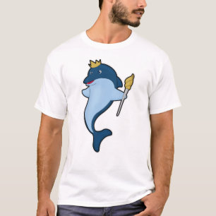 Dolphin as King with Staff & Crown T-Shirt
