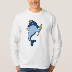 Dolphin as King with Staff & Crown T-Shirt