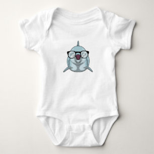 Dolphin as Nerd with Glasses Baby Bodysuit